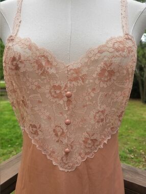 Vintage Women's Lace-Trim Slip Dress in Blush Pink